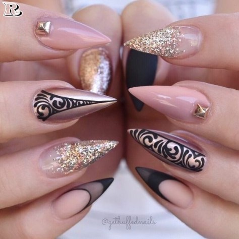 60 Gorgeous Glitter Stiletto Nail Art Design Reny Styles