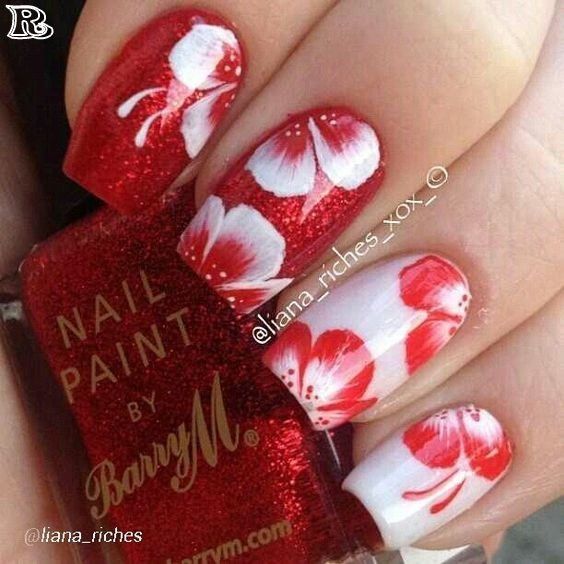 Hawaiian Flower Nail Art Designs Reny Styles