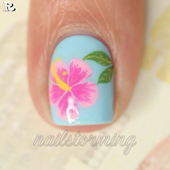 Hawaiian Flower Nail Art Designs Reny Styles