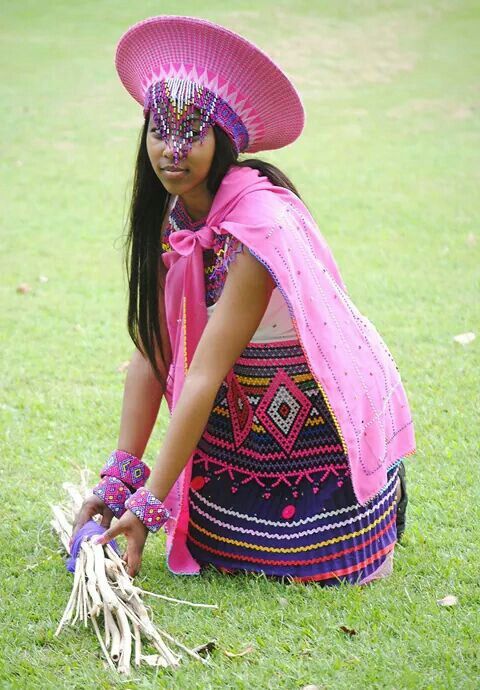 Modern Zulu woman in traditional outfit & traditional zulu ...