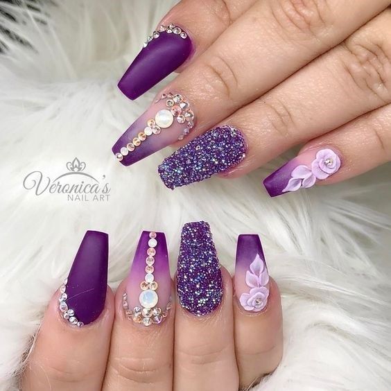 Purple Nail Art For Wedding - Reny styles