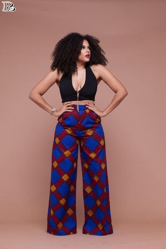 wide leg african print pants