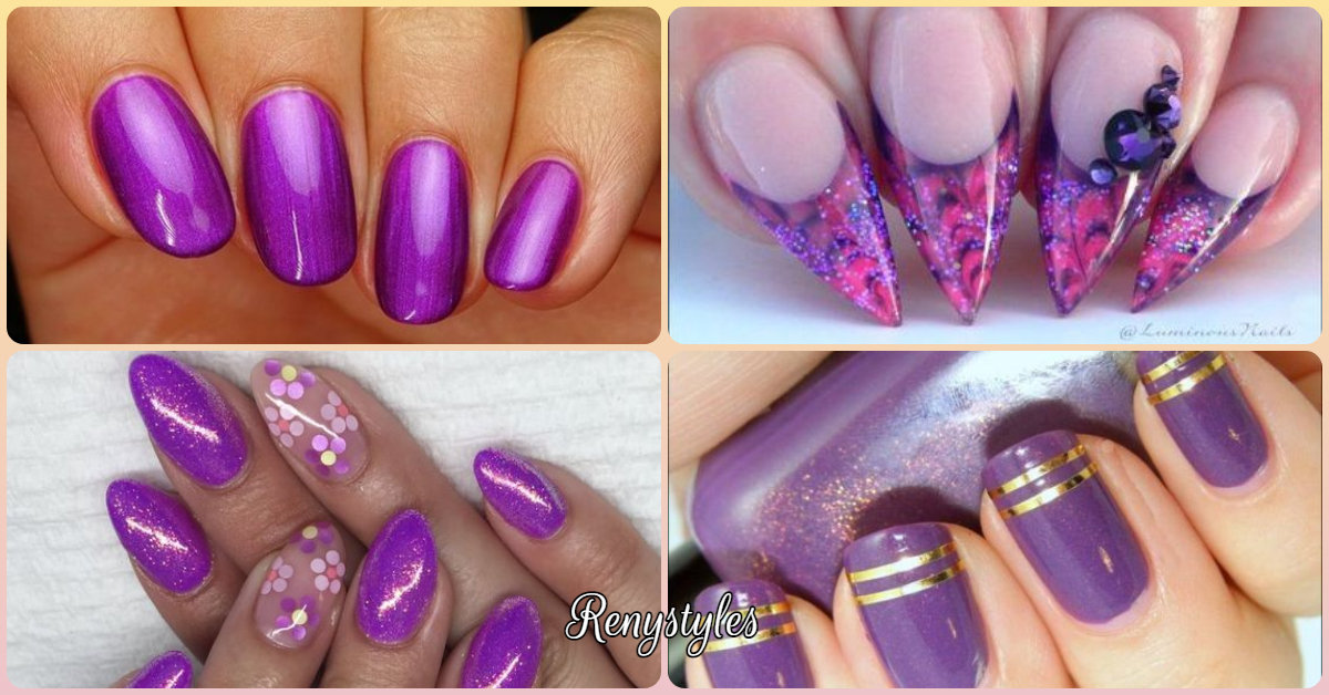Gel Purple Nail Designs for Summer - Reny styles