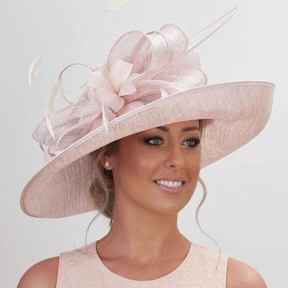 large pink wedding hats