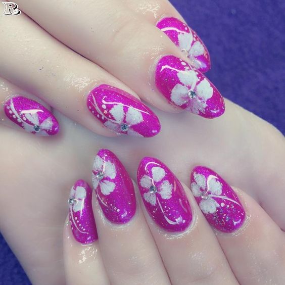 Hawaiian Flower Nail Art Designs - Reny styles