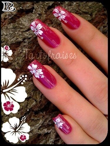 Hawaiian Flower Nail Art Designs - Reny styles