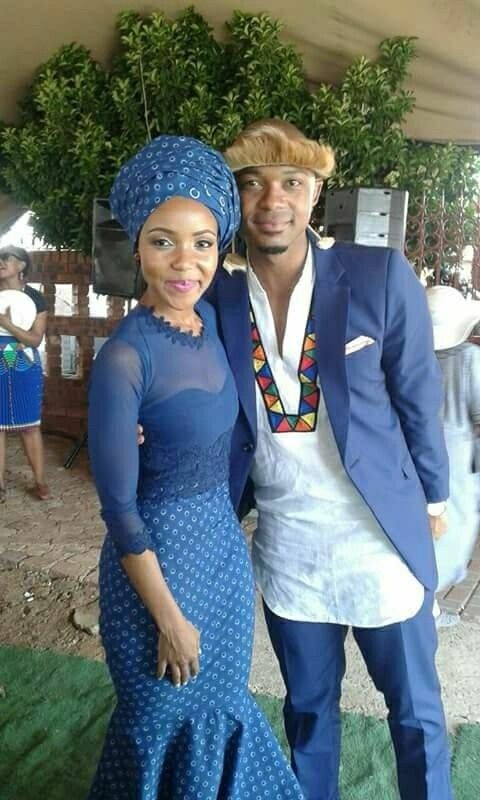 Matching Couples Traditional Shweshwe Wedding Attire - Marisela