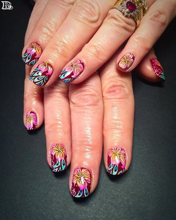 Hawaiian Flower Nail Art Designs - Reny styles