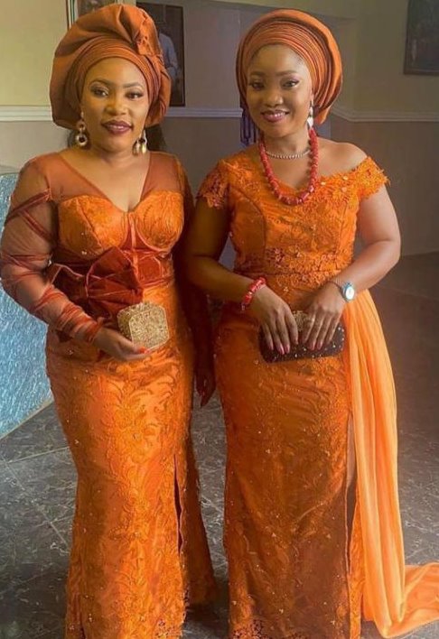 40+ Orange/Burnt Orange Colour Aso Ebi Lace Styles - Claraito's Blog