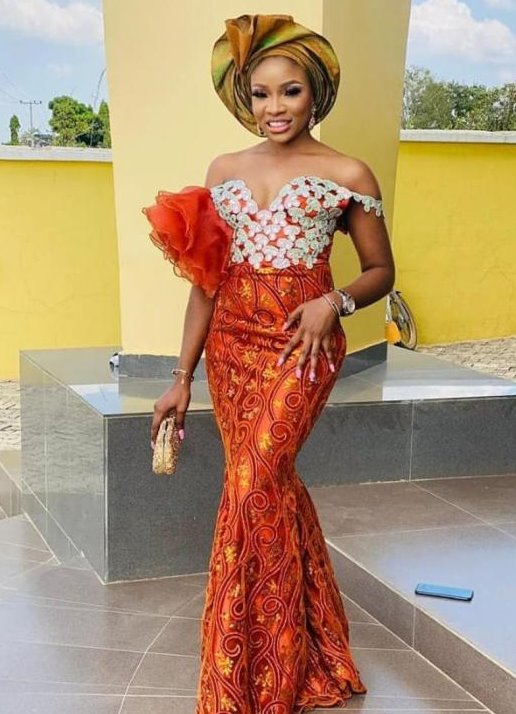 15 Amazing Latest Orange Lace Aso Ebi Styles 2023 - Reny styles