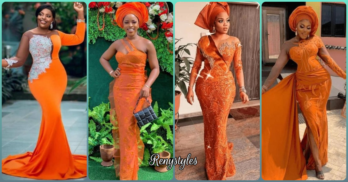 Orange and Black Velvet Aso Ebi Lace Dress Styles.  Nigerian lace styles  dress, Latest african fashion dresses, Lace dress styles