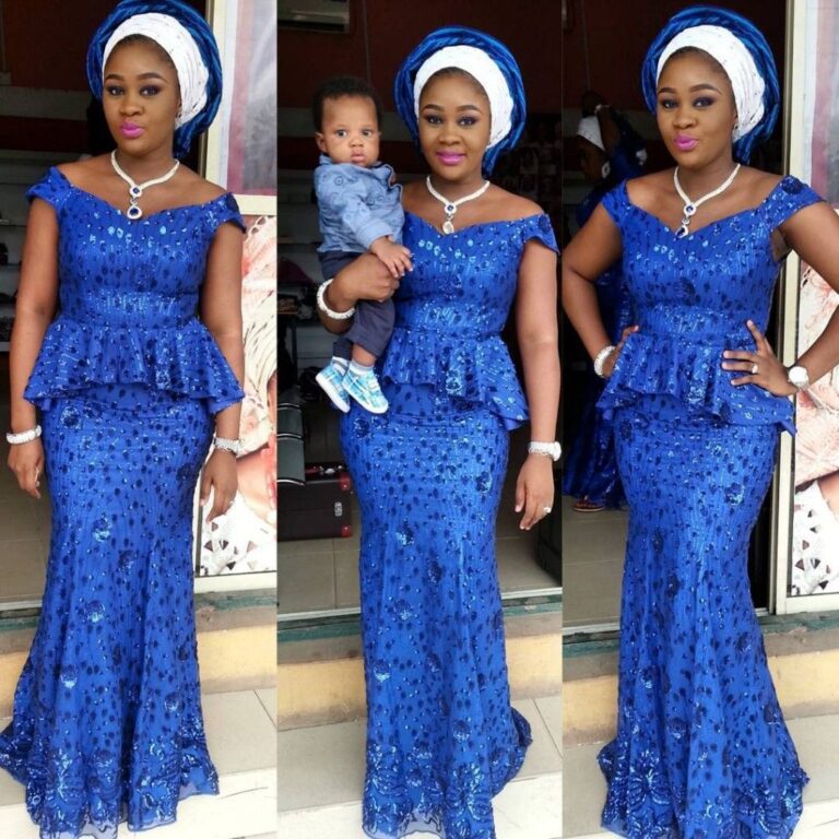 Latest Nigerian Lace Styles, Peach Gown Style in Nigeria - Reny styles