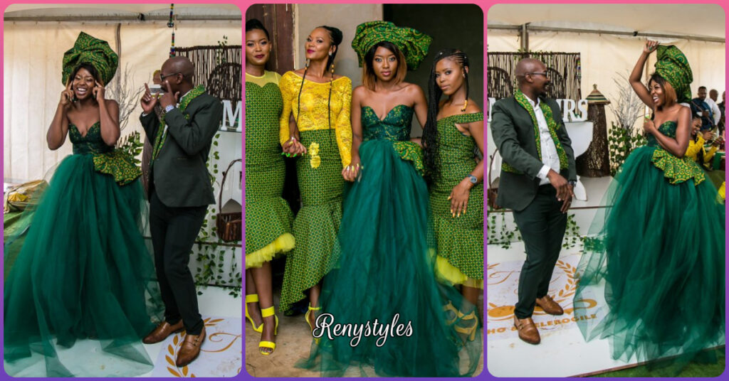 Sotho Wedding 2023 With The Bride In Green Seshweshwe Reny Styles 7348