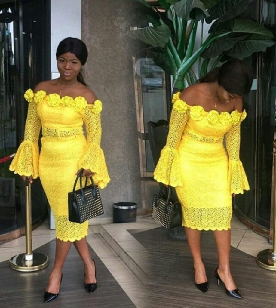Short Lace Gown Styles 2023 and Midi Gown Styles For Asoebi - Reny styles