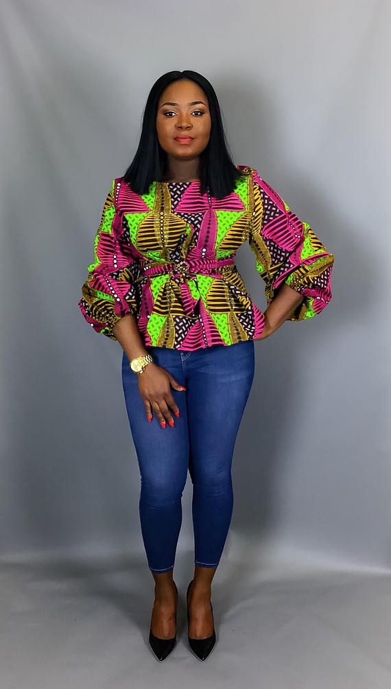 Off-shoulder Ankara tops designs to pair with jeans or skirts