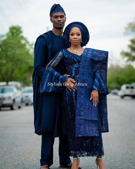 Navy blue outlet aso ebi styles