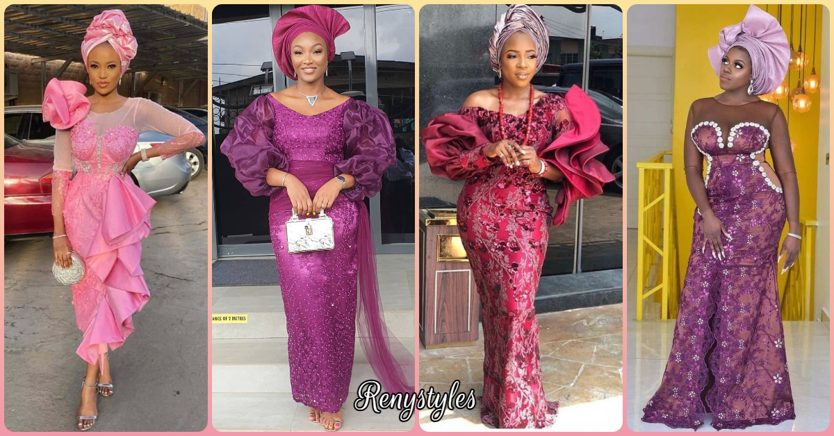 Purple Ghanaian traditional wedding outfit | Gorgeous women dresses, Lace  gown styles, African lace dresses