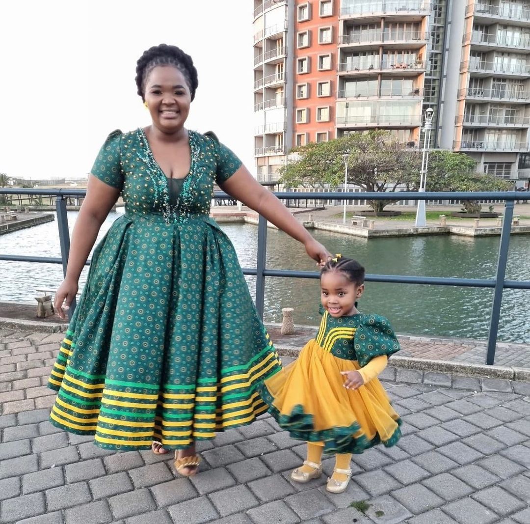 Green hotsell shweshwe dresses