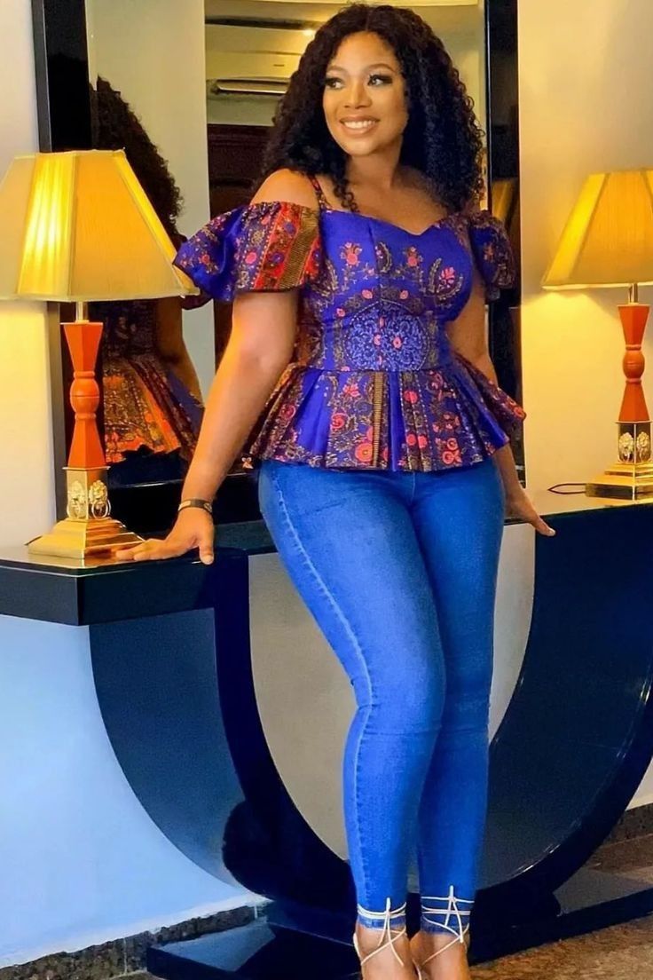 Smart Ways To Styles Your Ankara Blouse/Tops With Jeans 2024 - Reny styles